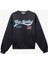 Şardonlu Uzun Kollu Bisiklet Yaka Baskılı Oversize Sweatshirt 3