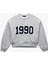 Üç Iplik Şardonlu Uzun Kollu Bisiklet Yaka Nakışlı Crop Sweatshirt 1