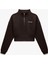 Pamuklu Yarım Fermuarlı Şardonlu Baskılı Crop Sweatshirt 3