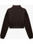 Pamuklu Yarım Fermuarlı Şardonlu Baskılı Crop Sweatshirt 4