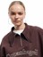 Şardonlu Uzun Kollu Yarım Fermuarlı Yaka Baskılı Oversize Sweatshirt 1