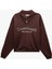 Şardonlu Uzun Kollu Yarım Fermuarlı Yaka Baskılı Oversize Sweatshirt 3