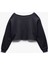 Uzun Kollu Şardonlu Oversize Kayık Yaka Baskılı Crop Sweatshirt 4