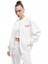 Şardonlu Fermuarlı Kapüşonlu Cep Detaylı Arkası Baskılı Oversize Sweatshirt 1