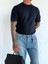 Erkek Slim Fit Fitilli T-Shirt Lacivert 3