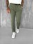 Erkek Beli Lastikli Tecno Kumaş Slim Fit Pantolon Yeşil 4