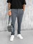 Erkek Beli Lastikli Tecno Kumaş Slim Fit Pantolon Füme 3