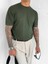 Erkek Slim Fit Fitilli T-Shirt Haki Yeşil 1