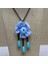 Batik Çiçek Kolye - Etnik Mavi Boya Vintage Edebi Takılar (Yurt Dışından) 1