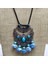 Batik Çiçek Kolye - Etnik Mavi Boya Vintage Edebi Takılar (Yurt Dışından) 1