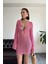 Ajurlu Göğüs Dekolteli Elbise- Pembe 2