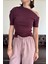 Açık Omuzlu Tasarım Tshirt- Bordo 2