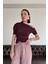 Açık Omuzlu Tasarım Tshirt- Bordo 3