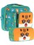 Kids Erkek Çocuk Yeşil Turuncu Aslan Üç Bölmeli Thermo Beslenme Çantası ve Kalemlik Seti (L7254+L8254) 1