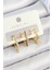Pirinç Zirkon Taşlı Yıldız Model Gold Renk 3'lü Çift Kadın Küpe Set 1