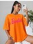 Oversize T-Shirt Baskılı Oranj Renk 1