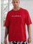 Oversize T-Shirt Alpha Baskılı Kırmızı Renk 1