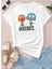 Oversize T-Shirt Karakterleri Baskılı Beyaz Renk 1