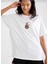 Oversize T-Shirt Figürler Baskılı Beyaz Renk 1