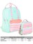 Kız Çocuklara Özel Su Yeşili Pembe Renkli Çizgi Desenli Okul Çantası ve Beslenme Çantası Seti 2
