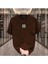 Oversize T-Shirt Çizgi Baskılı Kahverengi Renk 1