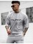 Oversize T-Shirt Alpha Baskılı Gri Renk 1