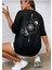 Oversize T-Shirt Sırt Baskılı Siyah Renk 1