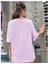 Oversize T-Shirt Renk Baskılı Lila Renk 2