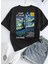 Oversize T-Shirt Vangoh Baskılı Siyah Renk 1