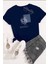 Oversize T-Shirt Baskılı Lacivert Renk 1