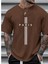 Oversize T-Shirt Paris Baskılı Kahverengi Renk 1