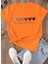 Oversize T-Shirt Kalp Baskılı Turuncu Renk 1
