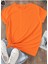 Oversize T-Shirt Kalp Baskılı Turuncu Renk 2