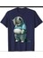 Oversize T-Shirt Baskılı Lacivert Renk 1