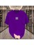 Oversize T-Shirt Çizgi Baskılı Mor Renk 1