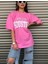 Oversize T-Shirt Houston Baskılı Pembe Renk 2
