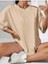 Oversize T-Shirt Baskılı Bej Renk 2