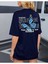 Oversize T-Shirt Baskılı Lacivert Renk 1