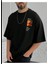 Oversize T-Shirt Baskılı Siyah Renk 1