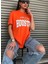 Oversize T-Shirt Houston Baskılı Turuncu Renk 1