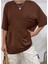 Oversize T-Shirt Yourself Baskılı Kahverengi Renk 2
