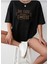 Oversize T-Shirt Coffee Baskılı Siyah Renk 1