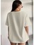 Oversize T-Shirt Gazete Baskılı Bej Renk 2