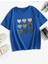 Oversize T-Shirt Baskılı Mavi Renk 1