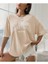 Oversize T-Shirt Baskılı Bej Renk 1