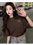 Oversize T-Shirt Baskılı Kahverengi Renk 1