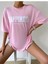 Oversize T-Shirt Baskılı Pembe Renk 1