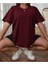 Oversize T-Shirt Baskılı Bordo Renk 1