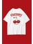 Kadın Oversize Happy Cherry Baskılı T-Shirt 1