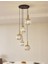 Mylights Şeffaf Cam Beşli 5li Sarkıt Masaüstü Salon Avize Modern Mat Altın Gold Eskitme Kaplama Siyah Gövde Otel Kafe Aydınlatma 1